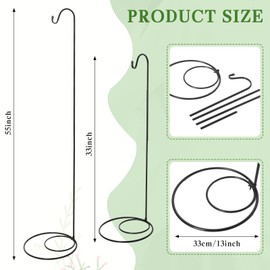 JaGely 2 Pcs Adjustable Shepherds Hook for Outdoor Heavy Duty Garden Shepherd Hook for Wind Chime Stand Hanging Plant Bird Feeder Pole Iron Hooks with Base (Elegant Style,White)