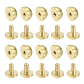 sourcing map 12x7mm Round Studs Rivet Purse Handbag Feet Spike Brass Leather Craft Screw Back Rivets DIY 10 Sets