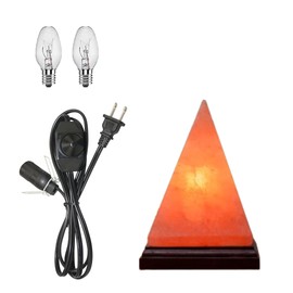 HL Himalayan Pink Salt Lamp – Pyramid Shape with Dimmer Switch & 2 Bulbs (15W) – Handcrafted Natural Crystal Rock Lamp for Home & Office Décor