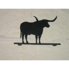 HTW Long Horn Cow Mailbox Topper - Raw steel