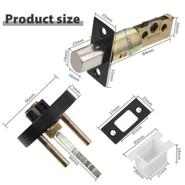 Deadbolt Door Lock, Round Deadbolt Lock with Keys, Modern Door Locks, Zinc Alloy Deadbolt, Invisible Door Lock for Front Door, Entrance Door, Passage Door (Black)