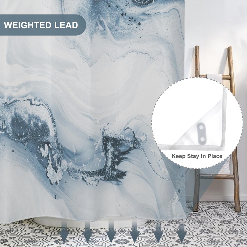 TYLCLTX No Hook Shower Curtain with Snap in Liner Grey