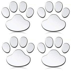 BORDER. Stickers Paw Cat Dog Paw Car Motorcycle Car Sticker Set of 4 Emblem 3D Stickers Dress Up (4 Silver Pieces)