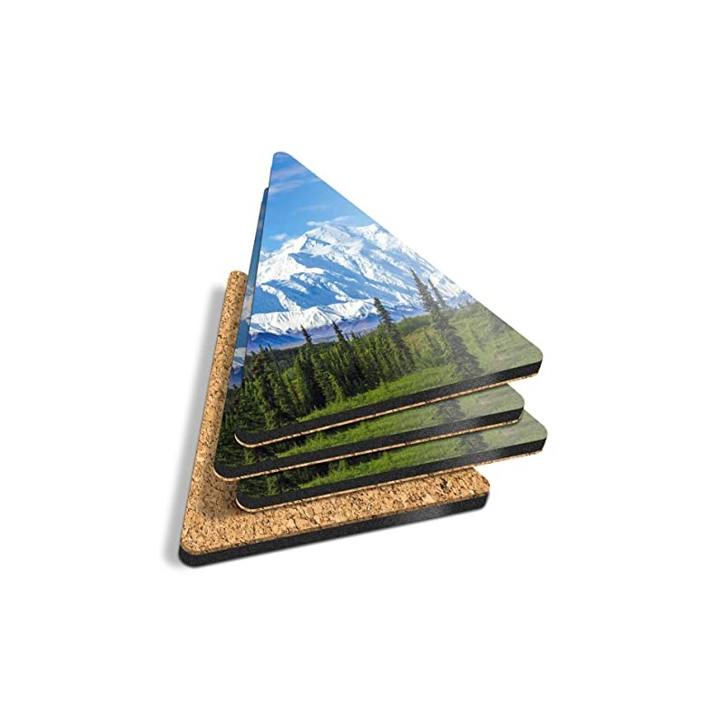 4 x Triangle Coasters - Mount Denali Alaska Mountain Cork
