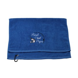 Fishing Towel Fisherman Gift Reel Cool Dad Papa Embroidered Towel with Clip (Reel Cool Papa) (Reel Cool Papa)