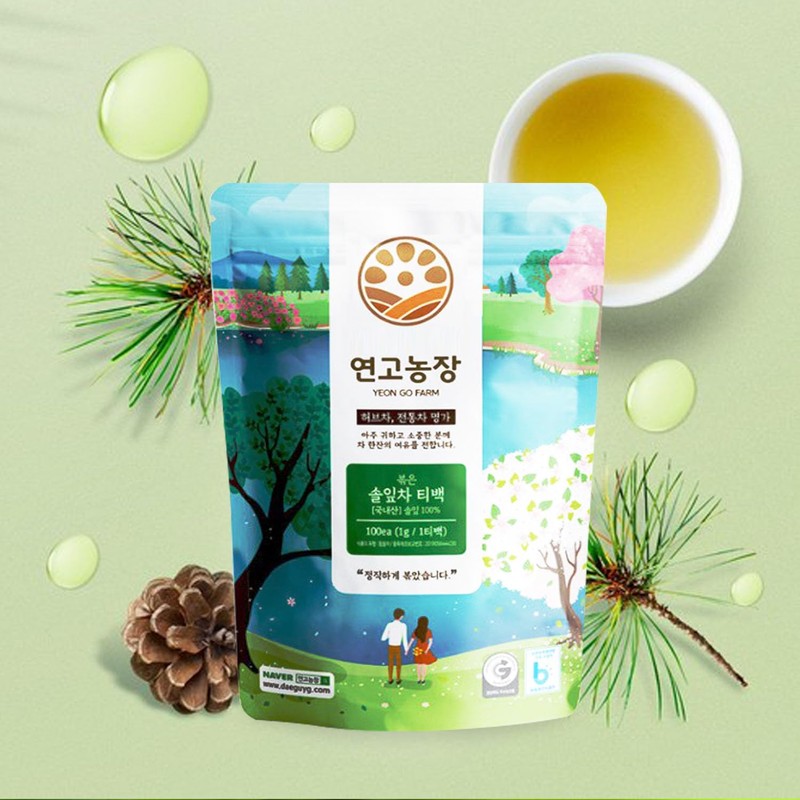Sookwang Korean Roasted Pine Needle Tea Bags, Refreshing Herbal Drink