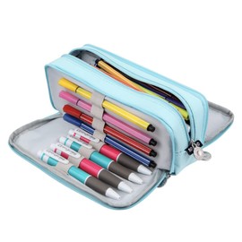 Chelory Big Capacity Pencil Case Large Storage Pencil Bag Pouch Marker 3 Compartment Stationery Pen Cases Holder for Adults Office Organizer Gifts, Ice Blue