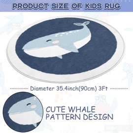 Kids Rug for Kids Room, 3 Ft Round Washable Area Rugs Nursery Rug for Baby Boys Girls Toddlers Cute Play Mat Kids Floor Carpet Non Slip Soft Rugs for Living Room Bedroom Playroom Bathroom Classroom
