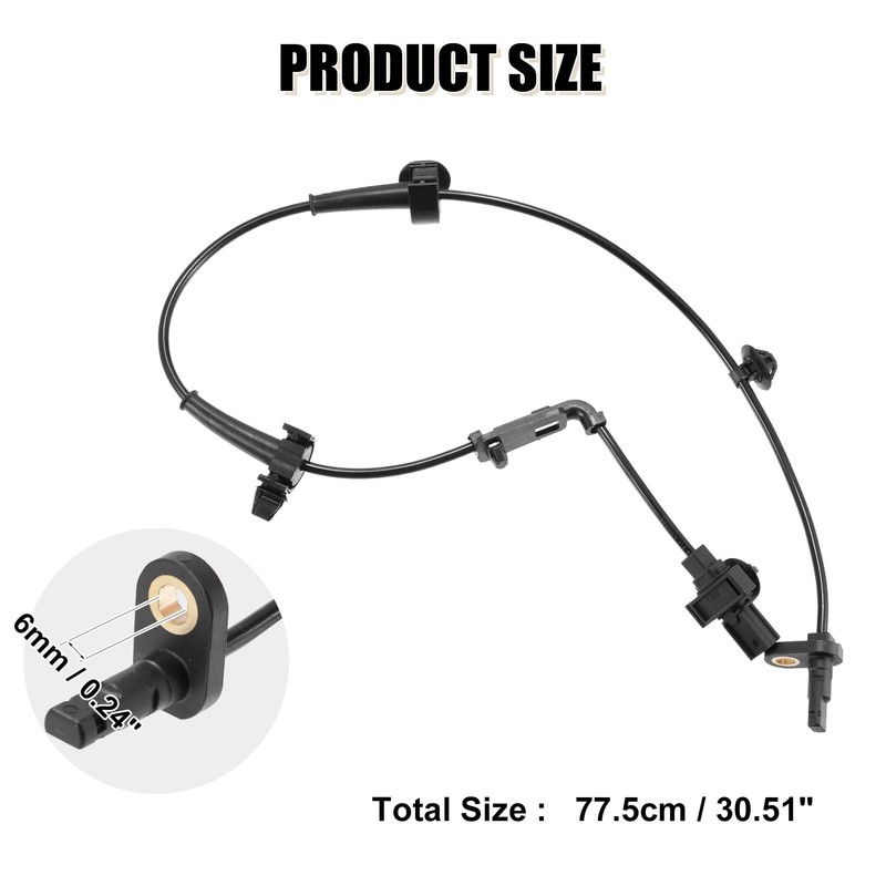 Unifizz 2pcs Black 57450-TR3-A02 57455-TR3-A02 ABS Wheel Speed Sensor Front