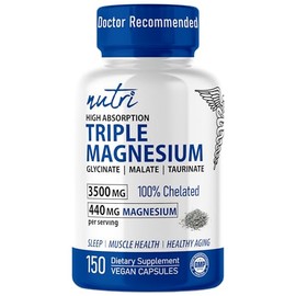 Nature's Fusions- “Nutri Triple Magnesio Complejo 440mg Glicinato de Magnesio, Malato y Taurinato 100% Quelado para