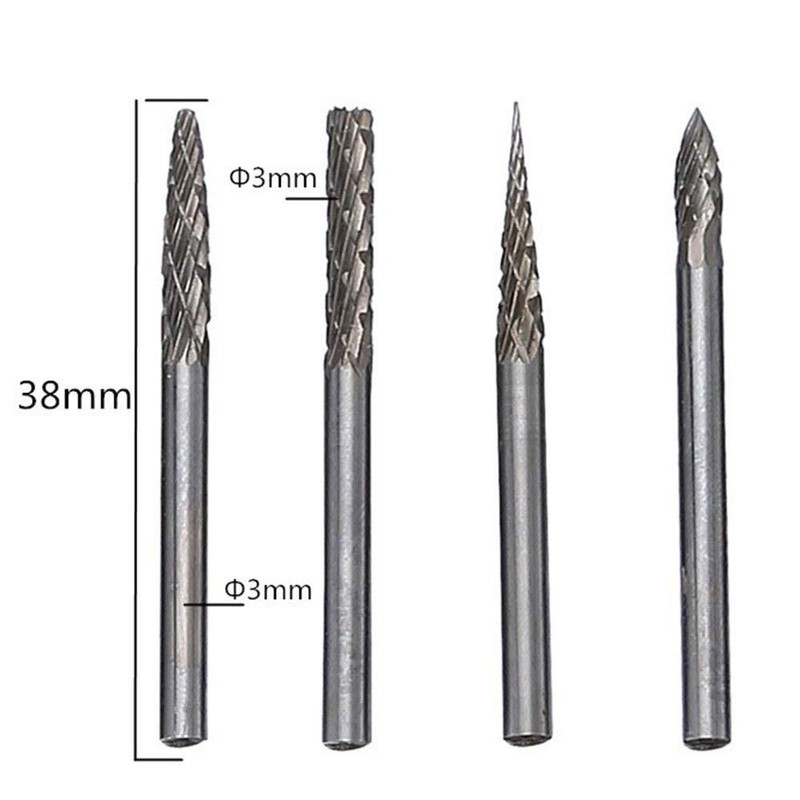 Gasea 20pcs 3mm 1/8" Shank Double Cut Head Tungsten Carbide