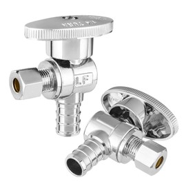 HeSun 2-PCs PEX Angle Stop Valve, 1/2" PEX Crimp x 1/4" OD Compression Angle Stop, 1/4 Turn Shut Off Valve for Bathroom, ASTM F1807