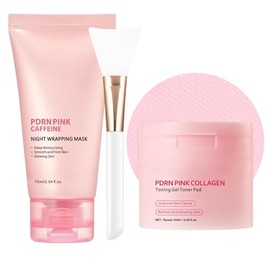 Collagen Night Wrapping Peel-Off Mask & 70 PCS Collagen Toner Pads for Pore Minimizer, Korean Face Mask for Elasticity, Hydrating & Glow, Co llagen Mask for Glass Skin