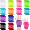Jiuguva 24 Pairs 80s 90s Fingerless Fishnet Neon Gloves Mesh