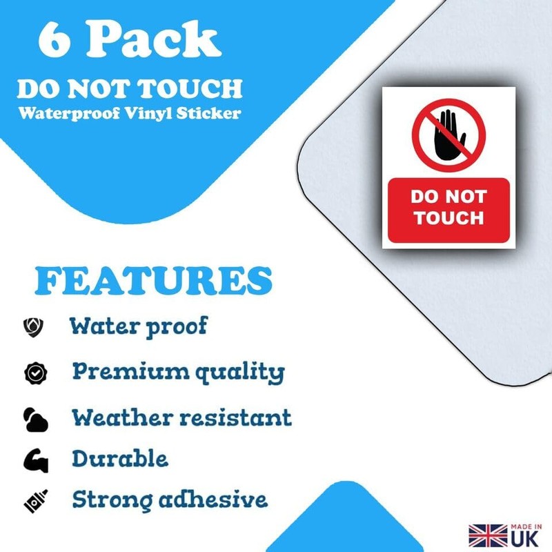 6-Pack - Do Not Touch Safety Vinyl Sign Stickers -