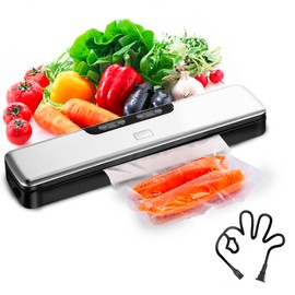 Vacuum Sealer Machine - Food Vacuum Sealer with Auto&Manual Options for Food Storage, 5 in1 Food Sealer Vacuum Sealer with Dry&Moist Modes, Includes 15PCS Storage Bags,1 Hose, 1Cutter