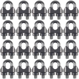 Favordrory 20 Pieces 1/4 Inch M6 Stainless Steel Wire Rope Cable Clip Clamp