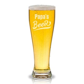 Papa's Beer Engraved 16 Oz Beer Glass Pilsner
