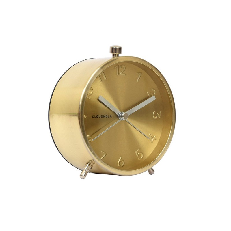 Cloudnola Glam Metal Alarm Clock Gold, 4.3 inch Diameter, Battery