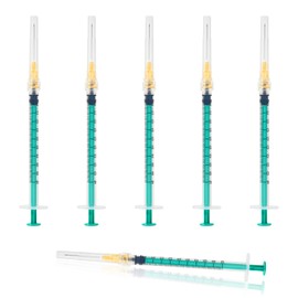 1ml Syringe with 25G 1Inch Lab Supplies, 1ml/cc Luer Lock Syringes for Scientific Labs, Measuring Liquid, Refilling Cartridges or Glue Applicator, Individual Package, 100 Pack（Green）