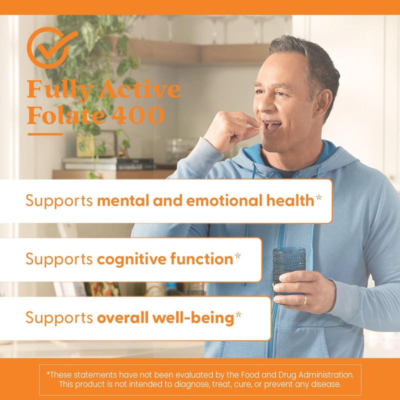 Doctor's Best Fully Active Folate with Quatrefolic400 mcg, Healthy Mood,
