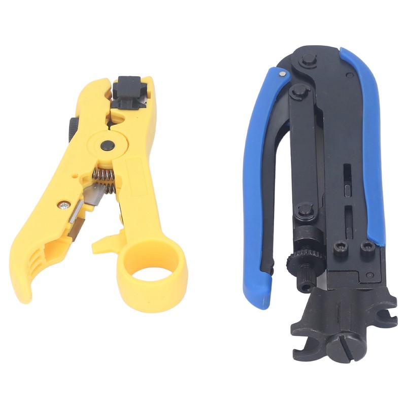 Coax Crimper Tool Kit for Cable Compression with Stripping Tool