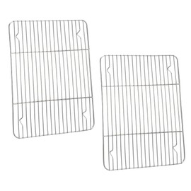 P&P CHEF Cooking Rack Set of 2, Stainless Steel Cooking Cooling Baking Roasting Grilling Drying Rack, Rectangle 11.6'' x 9'' x0.6'', Oven & Dishwasher Safe