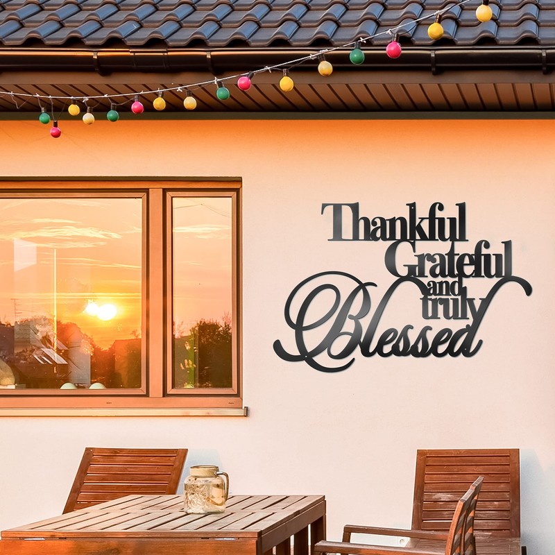 Vivegate Thankful Grateful Blessed Wall Decor – Home Thankful Iron