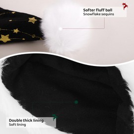 CITÉTOILE Adult Christmas Hat, Splicing Strips with Gold Embroidery, Thickened Winter Christmas Hat with Plush Ball, Unisex Santa Hat, Pink