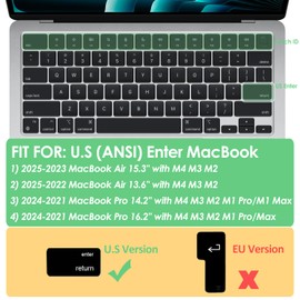 ProElife Arabic Keyboard Cover Skin for 2024-2022 MacBook Air 13.6 15 inch M3 M2 A3113/A3114/A2681/A2941 & 2023-2021 MacBook Pro 14 16.2 inch M3 M2 M1 Pro/Max A2918/A2992/A2779/A2780/A2991 Accessory