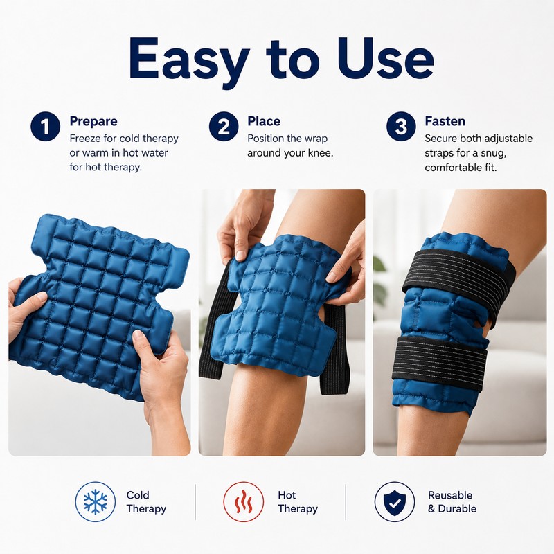 Reusable Knee Ice Pack Wrap for Hot & Cold Therapy