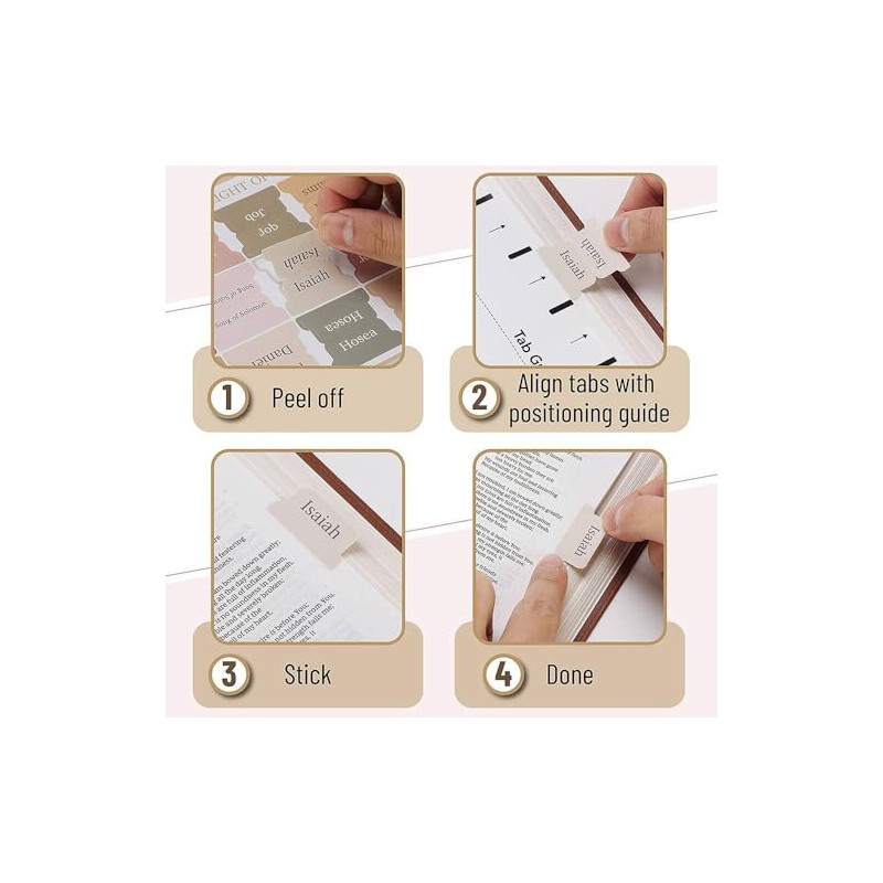 Bible Index Tabs, 5-Piece Set with Positioning Guide, Waterproof Book