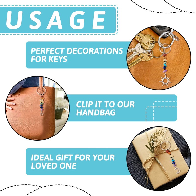 Pandahall 24Pcs Natural Gemstone Pendants Healing Crystals Chips Gemstone Keyring