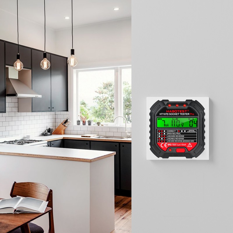 HABOTEST GFCI Outlet Tester with Voltage Display 90-250V Socket Tester