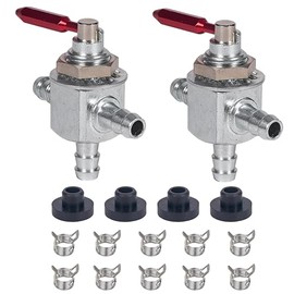 youjupazi Two-Way Cut-Off Fuel Valves Kit with Hose Clamps For Scag 2-Way 1/4" Barbs Steel Fuel Oil Gas Petcock in Line Valve 482212, E633347, 1-633347,For HUSQ 539102679