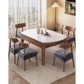 Genina Dining Chair Covers Set of 6, Waterproof PU Leather Dining Seat Covers Stretch Wipeable Dining Room Seat Cover Kitchen Chair Slipcover Protector (Rear-Covered Design, Charcoal Gray)