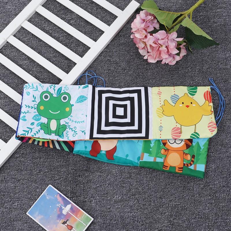 Infant Crib Cloth Book Cute Animal Learning Rattle Distorting Mirror
