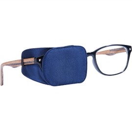 Astropic Silk Eye Patch for Adults Kids Glasses to Cover Either Eye (Medium, Navy Blue)