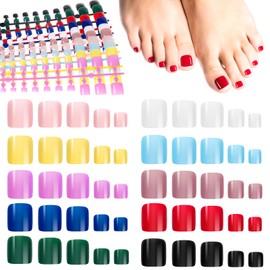 MELLIEX Pack of 240 Artificial Toenails for Sticking, 12 Sizes, Plain False Toenails, Full Cover Acrylic Toenails Tips Set for Women, Girls, Nail Studios, Nail Art, DIY