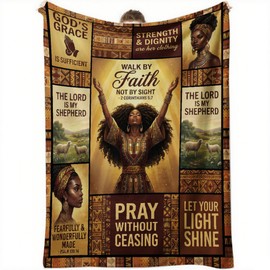 African American Black Girl Women Blanket - Christian Birthday Gifts Blanket- Inspirational Flannel Religious Spiritual Throw Blanket Home Decor 50x60inch