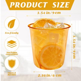 Xuelimei 50pcs 12oz Disposable Stemless Glasses,PET Disposable Drinking Cups,Cold Party Clear Plastic Wine Glasses for Parties Birthday,Wedding,Meeting,Christmas Party Supplies. (Orange)