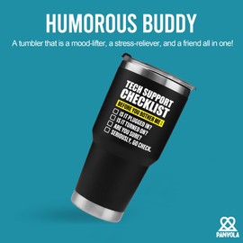 Panvola Tech Support Checklist Technical Support Gifts Computer Programmer Vacuum Insulated Tumbler Travel Mug (30 oz)