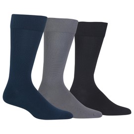 Chaps Calcetines sólidos supersuaves para hombre, 3 pares, Azul marino, gris, negro., Shoe Size: 6-12