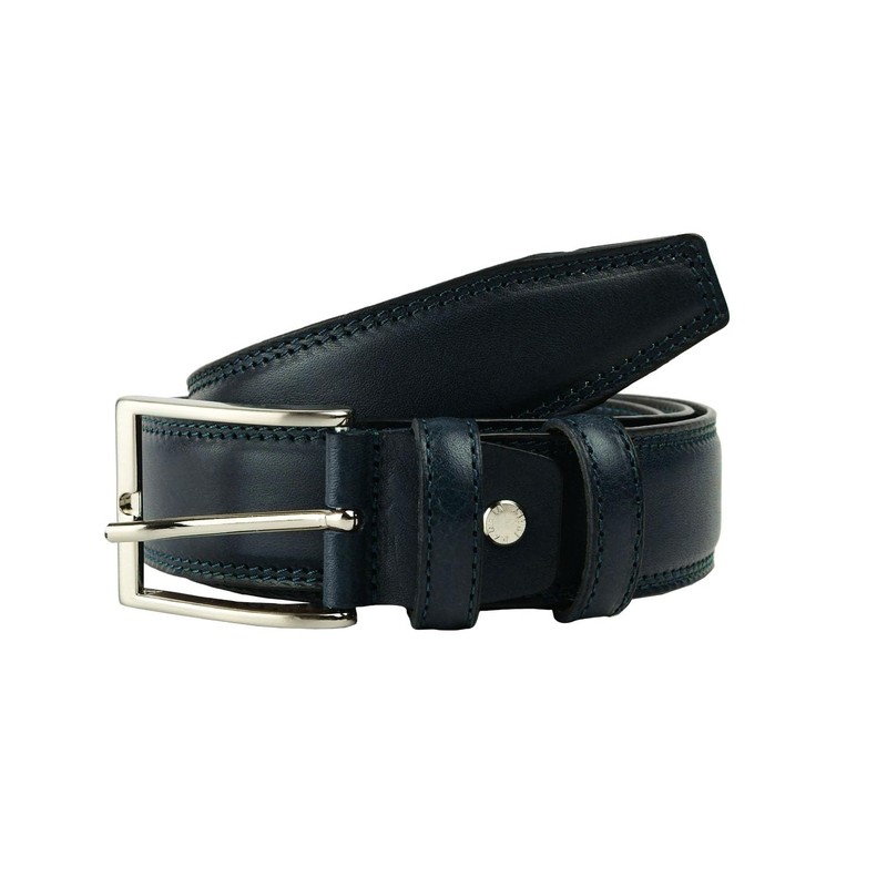 Conte Massimo Men's Genuine Leather Belt Made in Italy, blue