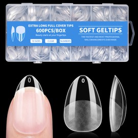 Gel x Nail Kit, Short Almond Fake Nails Gel Nail Kit, Acrylic Nails, Press on Nails, 600 Pcs Semi-Matte Nail Extension Pin, Nails Kit Acrylic Set, Perfect for Gifts And Home Diy Nail Salons -Viywicz