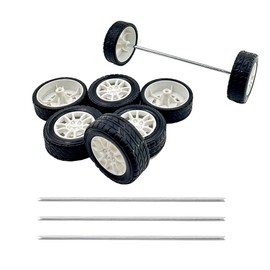 8PCS Toy Car Wheel RC Car Rubber Tire Wheel with Metal Shaft Axles for RC Car Truck Robot DIY Model Car Building Parts (2.5x38mm)