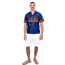 Ukulele Cotton Men's Aloha Shirt, Made in Hawaii
