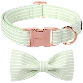 ARING PET Dog Collar-Cute Green Dog Collar with Bow, Adjustable Summer Bowtie Dog Collar Puppy Collars with Metal Buckle for Small Medium Large Dogs