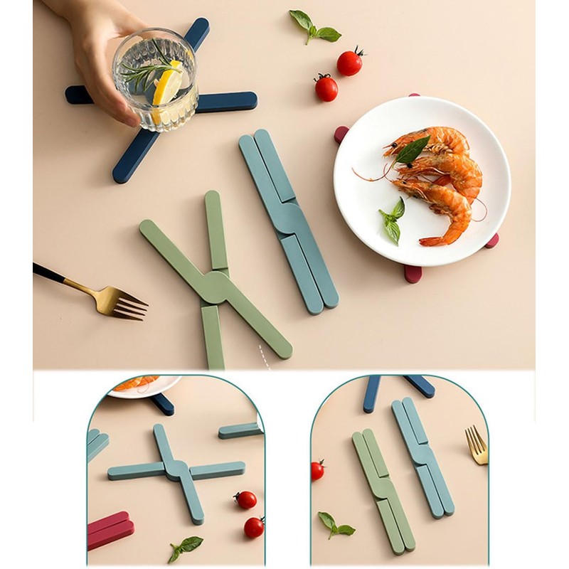 Natiform Trivet, Set of 3 Colors, Foldable, Heat Resistant, Stylish,
