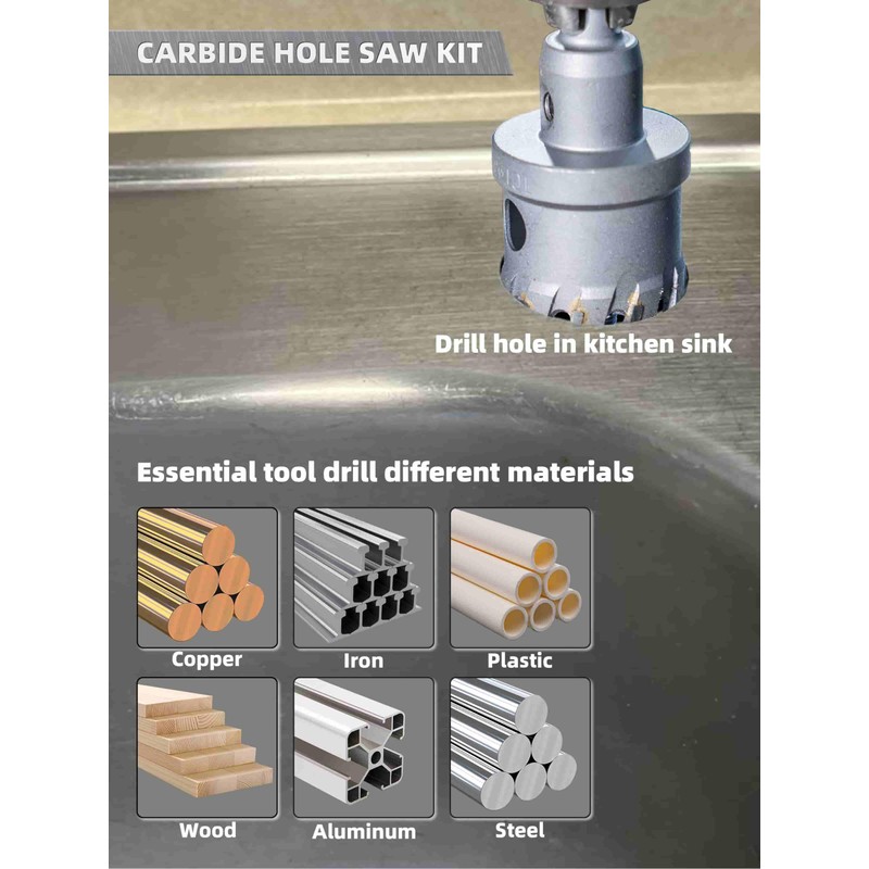 HIGHFIRE 20pcs Carbide Hole Saw Kit with Case, Carbide Tipped